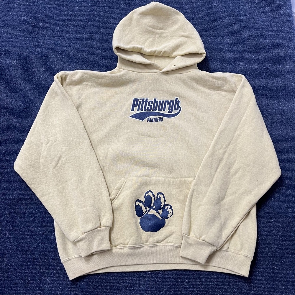 Vintage Pittsburgh Panthers Hoodie Sweatshirt Large Gold NCAA Football Russell - Picture 2 of 10